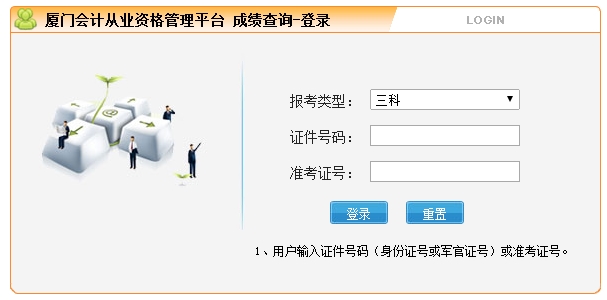 2015年厦门第二季会计从业资格考试成绩查询入口